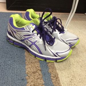 Asics purple and green sneakers size 9.5